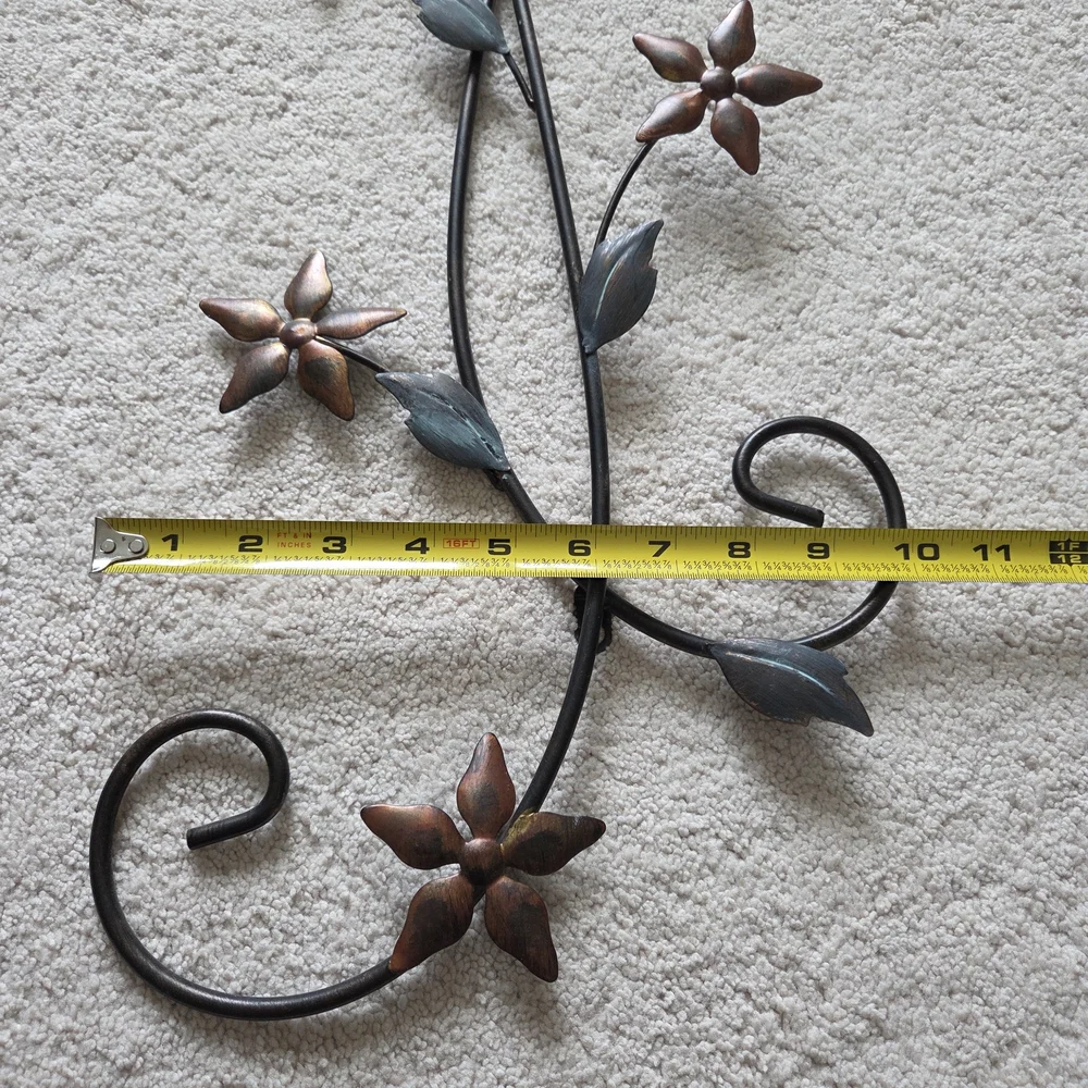 Floral Metal Wall Art Decor in Black and Brown - Picture 3 of 4